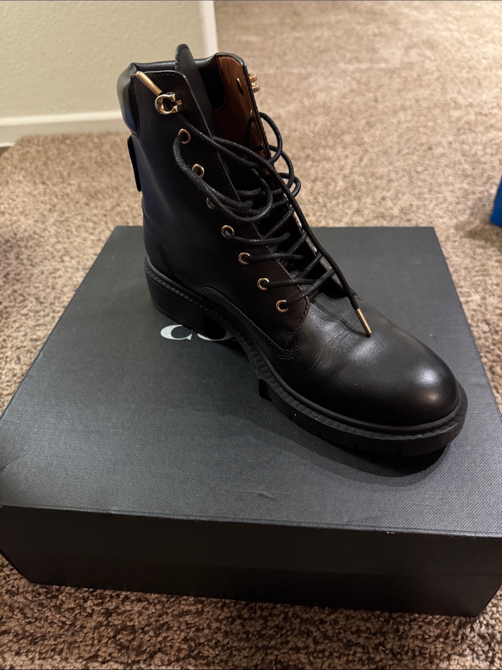 Coach Lorimer Leather Combat boot W 9.5 - Picture 1 of 6